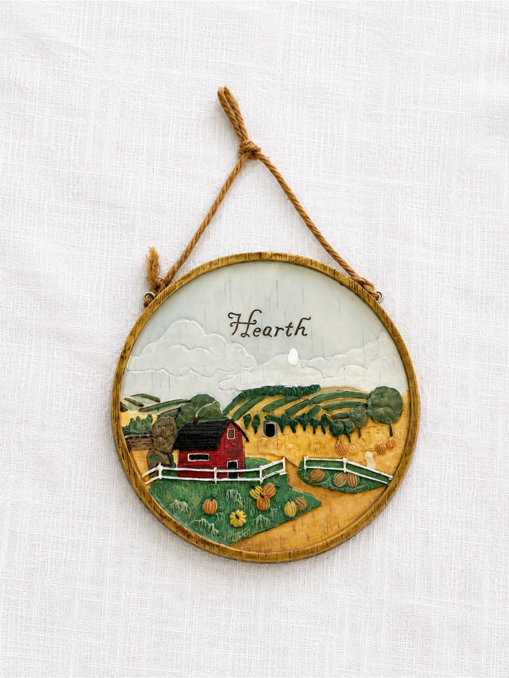 Vintage Russ Berrie Harvest Homecoming “Hearth” Farmhouse Wall Plaque